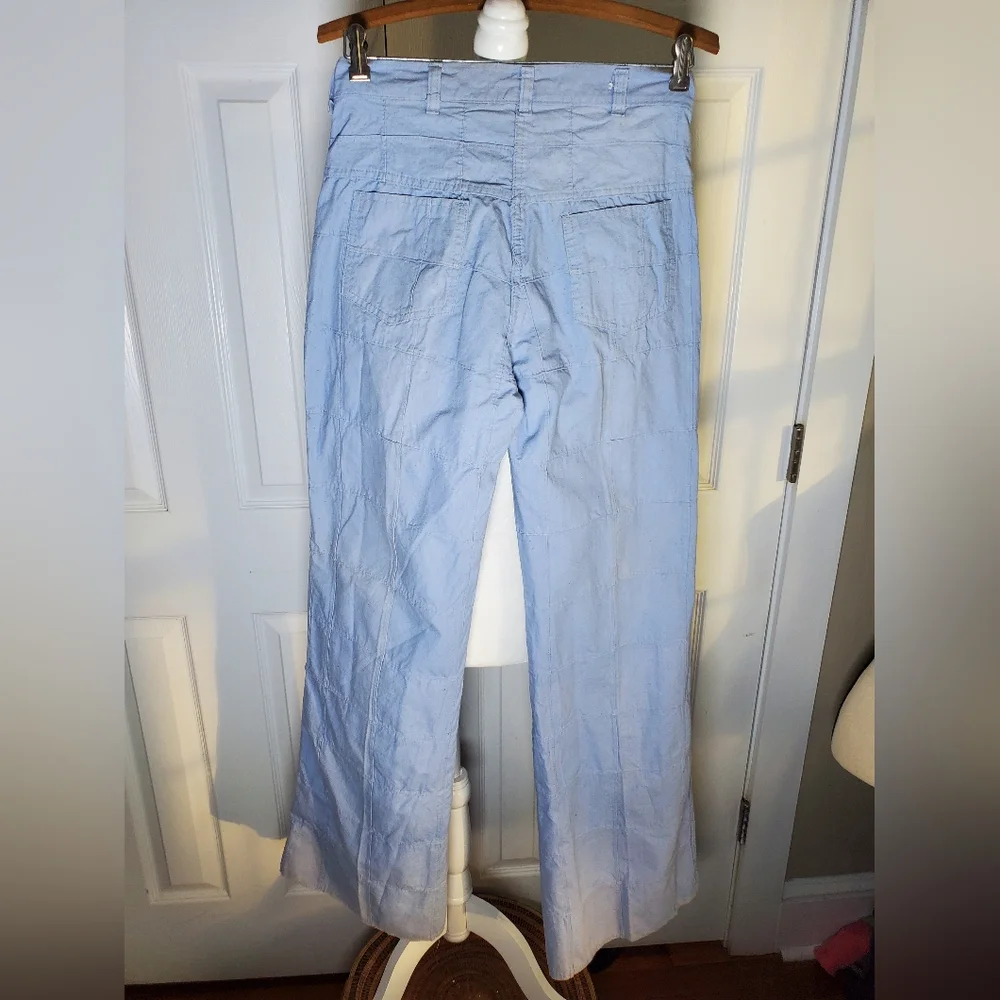 Vintage Window Pane Patchwork Bell Bottom 1970s Womens Jeans - Picture 5 of 12